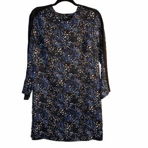 Banana Republic Abstract Print Shift Dress Women’s Size 6 Black Blue